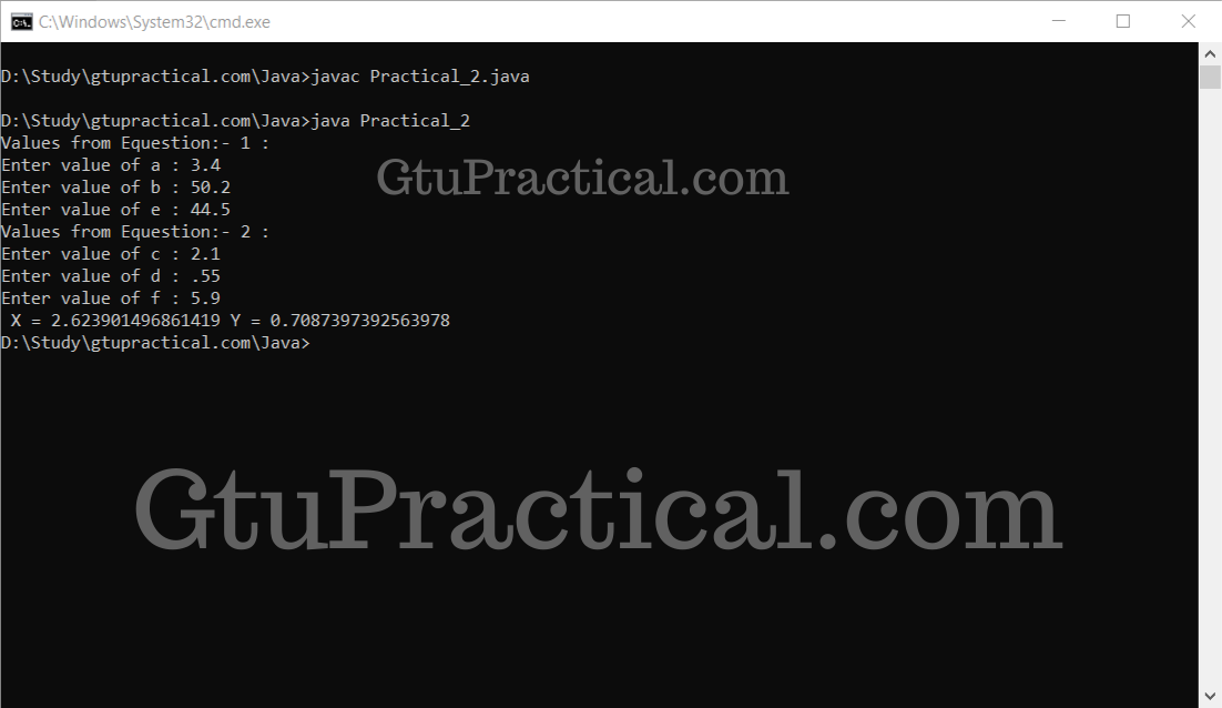 Cramer S Rule Java Program Gtu Practical