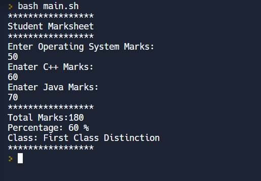 Shell Script To Generate Mark Sheet Of A Student