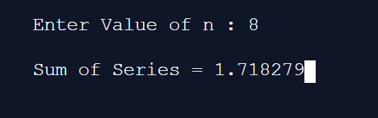 C program to print sum of series 1/1!+1/2!+1/3!+…….+1/n!