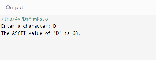 Printing ASCII Value of a Character in C